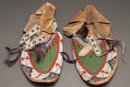 Pair of Plains Indian beaded moccasins  78572