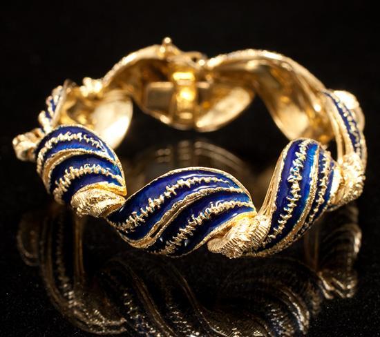 Italian 18K yellow gold and cobalt 78229