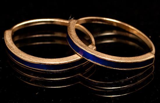 Pair of unmarked yellow gold and cobalt