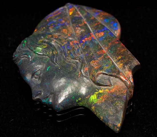 Carved black opal cameo 78269