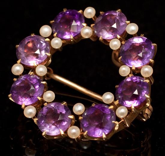 Ladys 14K yellow gold, amethyst, and