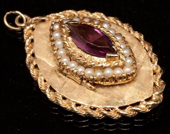 Ladys 14k yellow gold, amethyst, and