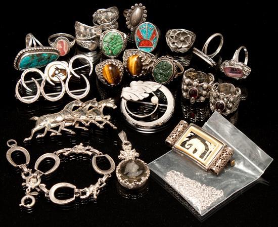 Assortment of silver jewelry