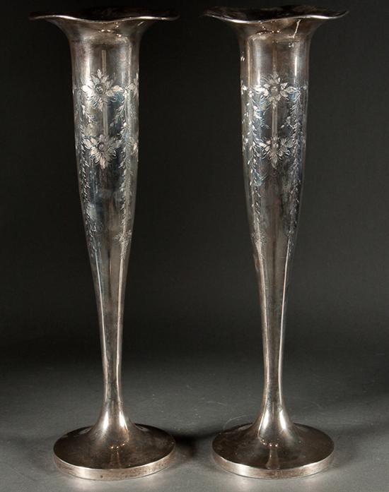 Pair of American engraved weighted-silver