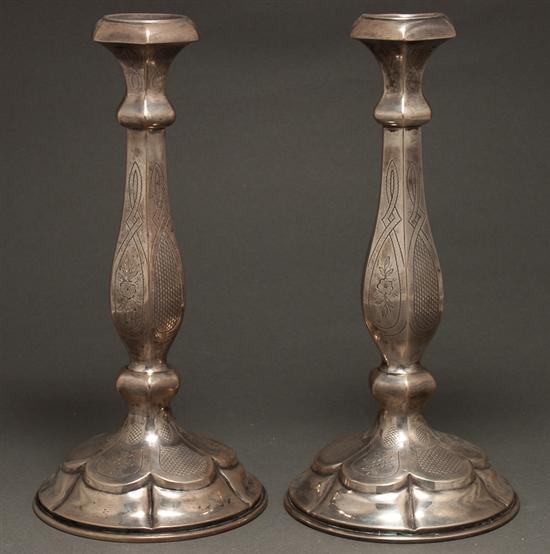 Pair of Austrian engraved silver