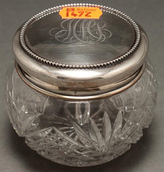 American cut glass powder jar with