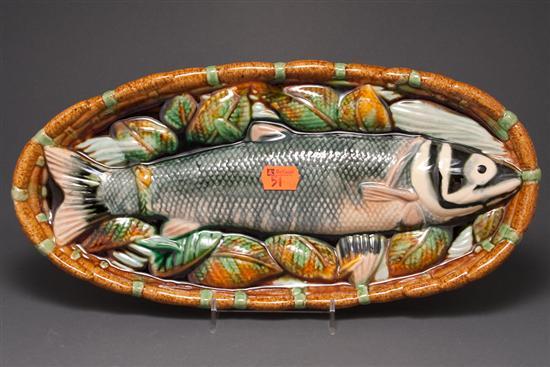 English majolica oval fish plaque 7833f