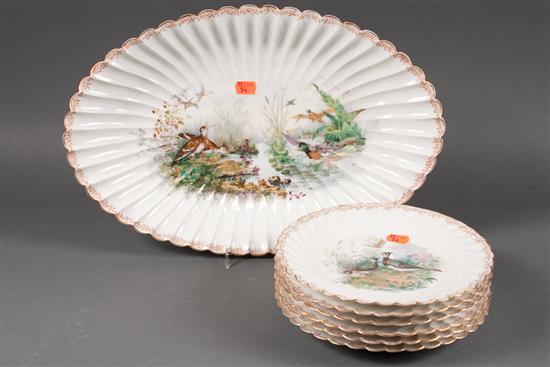Limoges painted transfer decorated seven-piece