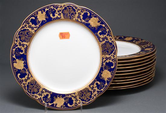 Twelve Wedgwood cobalt parcel gilt 78343