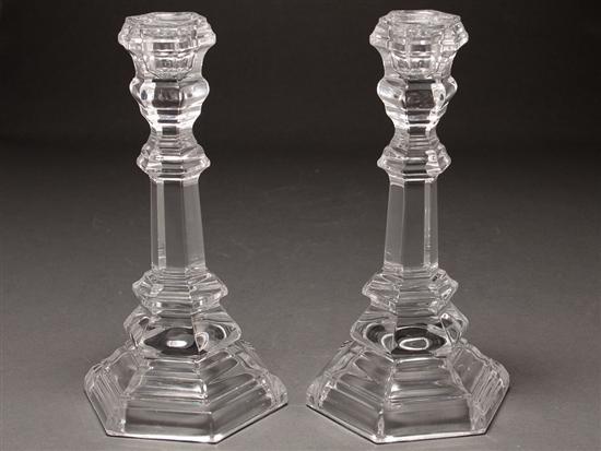 Pair of Tiffany molded crystal