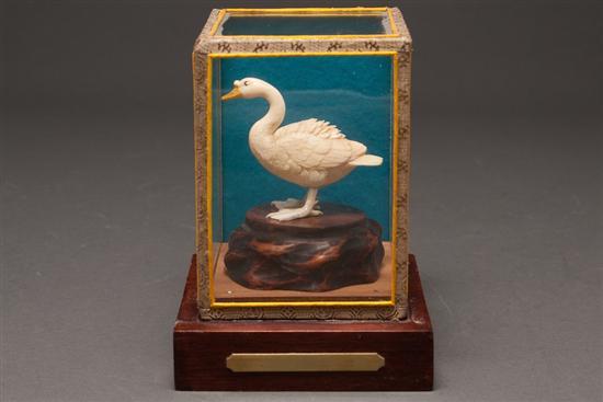 Chinese carved ivory figure of a goose,