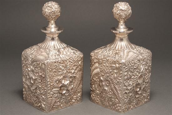 Pair of American repousse silver