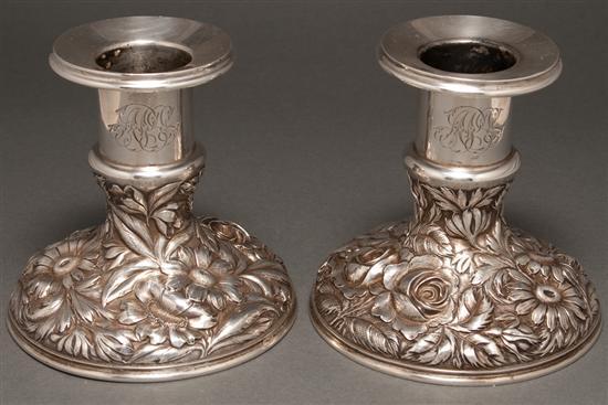 Pair of American repousse silver