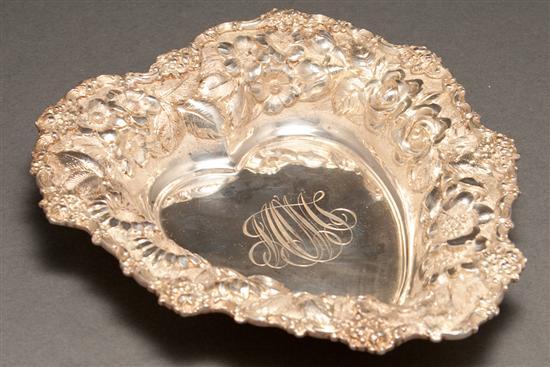 American repousse silver heart-shaped