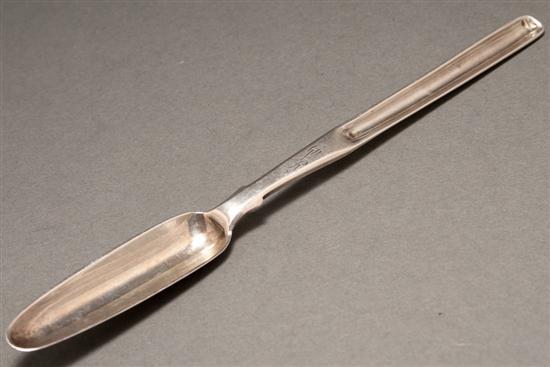 English silver marrow spoon, bearing