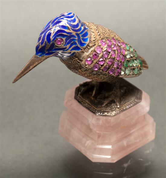 Silver and gemstone decorated bird