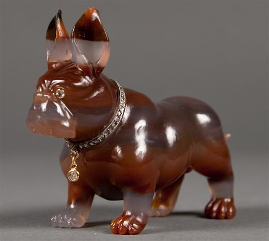 Carved banded agate French bulldog 78655