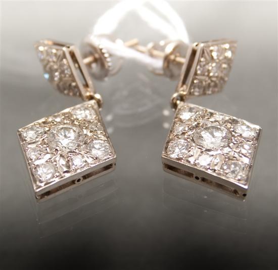 Pair of Art Deco  gold and diamond