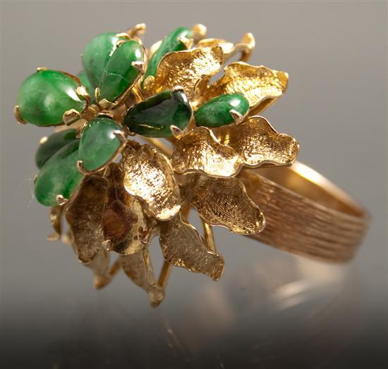 Lady's 14K yellow gold and green
