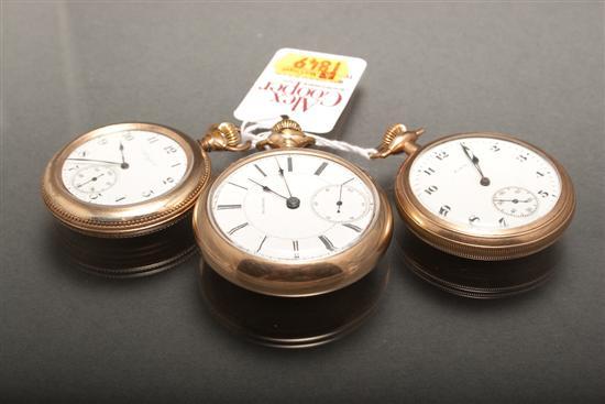 Three open-face pocket watches 1) Rockford