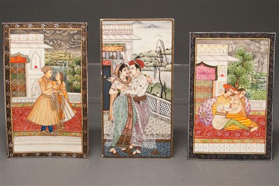 Three Mughal gouaches on ivory,