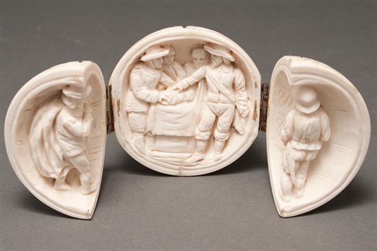Continental carved ivory triptych