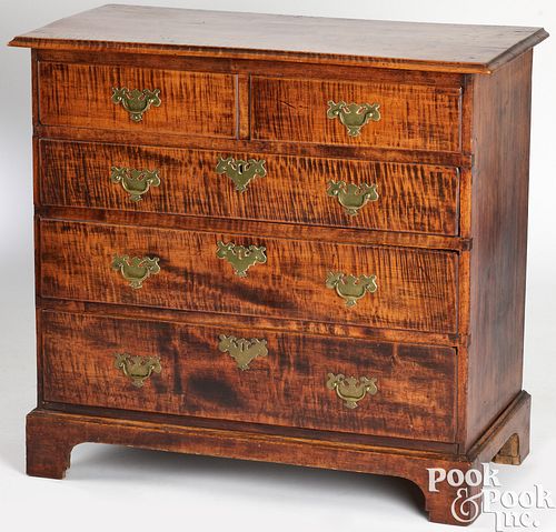 DIMINUTIVE TIGER MAPLE CHEST OF