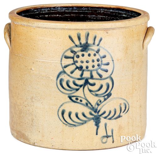 FOUR-GALLON STONEWARE CROCK, 19TH C.Four-gallon