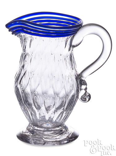 BLOWN MOLDED CLEAR GLASS CREAM PITCHER,
