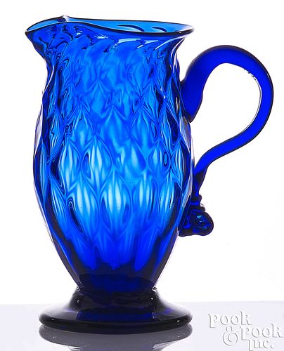 BLOWN COBALT BLUE QUILTED CREAMER,