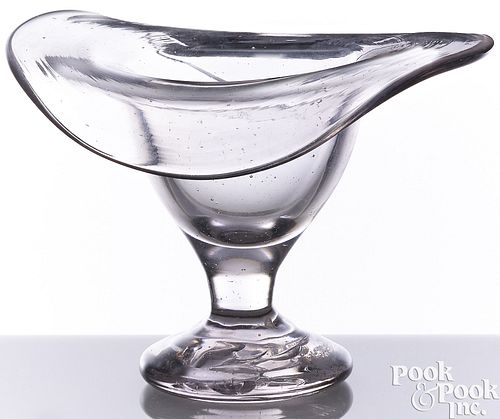 BLOWN CLEAR GLASS HAT ON STEM WHIMSEY,