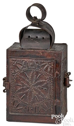 PUNCHED TIN LANTERN, 19TH C.Punched