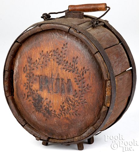 STAVED OAK RUM CANTEEN, 19TH C.Staved