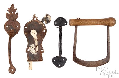 GROUP OF WROUGHT IRON, 19TH C.Group