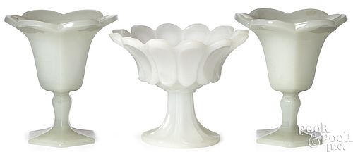 CLAMBROTH GLASS COMPOTE, MID 19TH