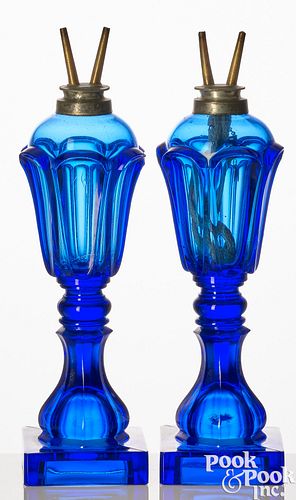 PAIR OF SAPPHIRE COBALT GLASS LOOP