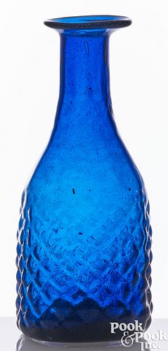 COBALT GLASS DIAMOND POINT CRUET