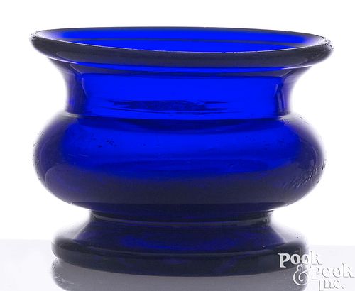 BLOWN COBALT GLASS SALT CELLARBlown