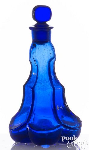 COBALT BLUE GLASS PERFUME BOTTLE WITH