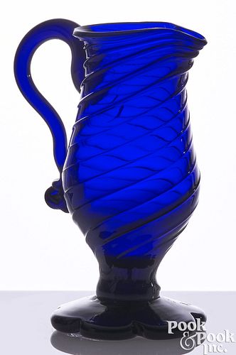 STIEGEL-TYPE BLOWN COBALT GLASS CREAMERStiegel-type