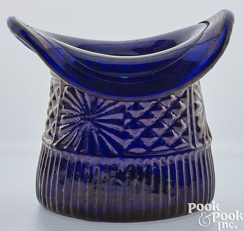 BLOWN THREE-MOLD COBALT BLUE GLASS