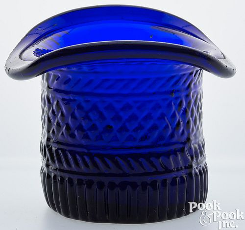 BLOWN THREE-MOLD DEEP COBALT BLUE GLASS