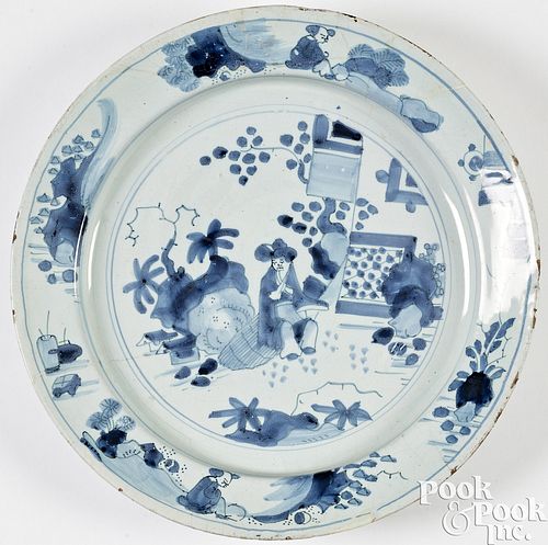 LARGE ENGLISH DELFTWARE CHARGER,