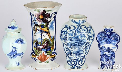 FOUR DELFTWARE GARNITURES, 18TH/19TH