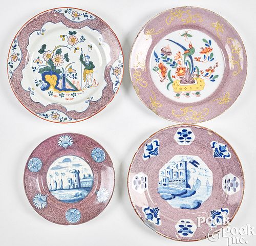 FOUR ENGLISH DELFTWARE MANGANESE