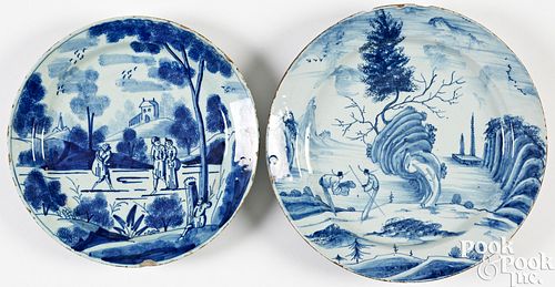 TWO ENGLISH DELFTWARE LANDSCAPE