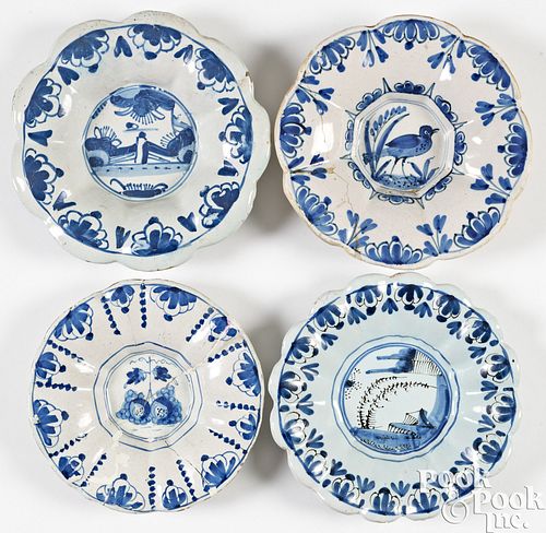 FOUR DELFTWARE LOBED DISHES, CA.