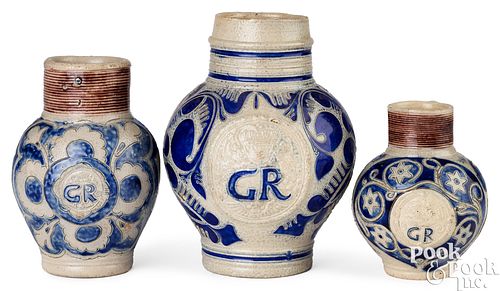 THREE GERMAN WESTERWALD GR STONEWARE