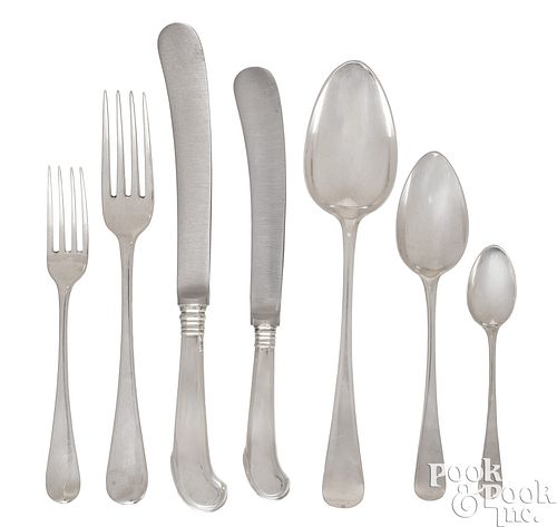 ENGLISH SILVER FLATWARE SERVICE,