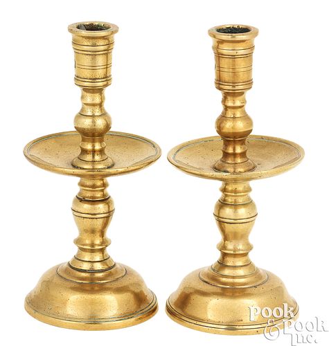 PAIR OF DUTCH BRASS HEEMSKERK CANDLESTICKSPair